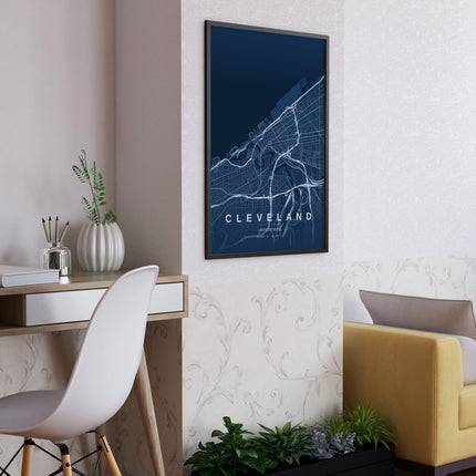 Cleveland Map Art Print - Close Up Detail View