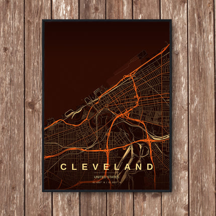 Cleveland Map Art Print - Wall Print | Personalised Gift