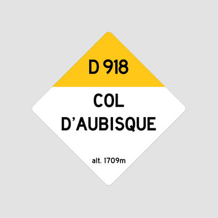 Col D'Aubisque D918 Route Sign - Square - Close Up Detail View
