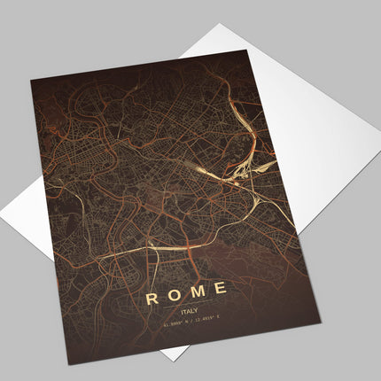 Colosseum, Rome Map Art Print - Close Up Detail View