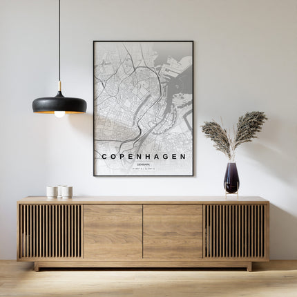 Copenhagen Map Art Print - Close Up Detail View