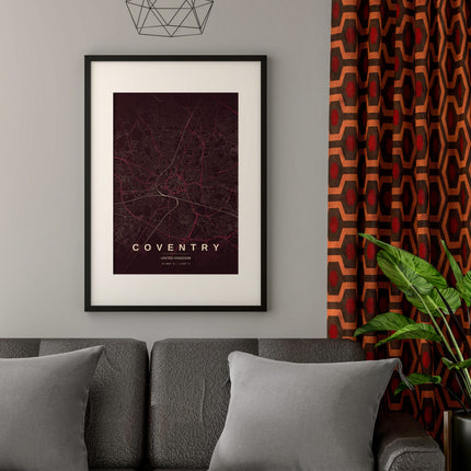 Coventry Map Art Print - Alternative Angle View