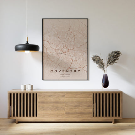 Coventry Map Art Print - Lifestyle Room Setting