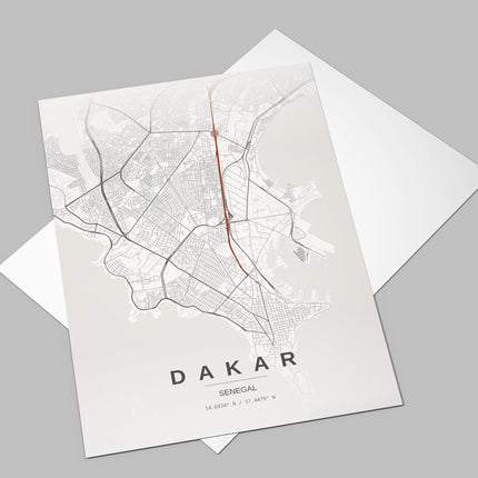 Dakar Map Art Print - Alternative Angle View