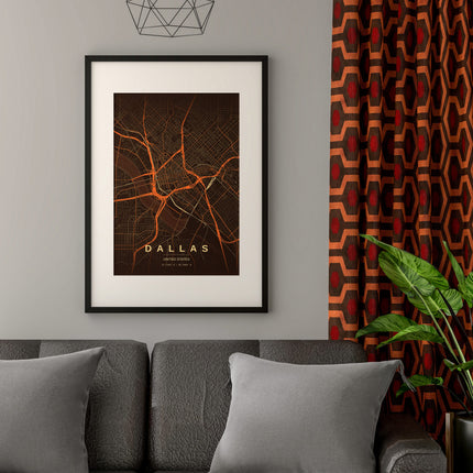 Dallas Map Art Print - Alternative Angle View