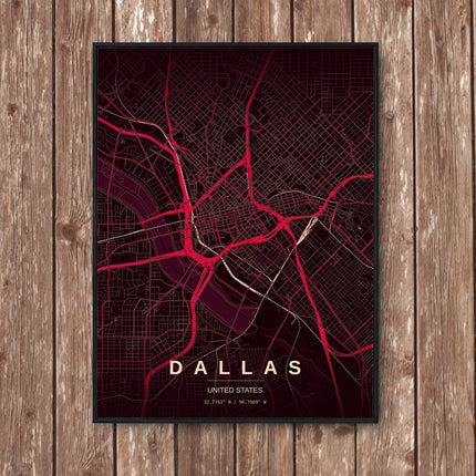 Dallas Map Art Print - Wall Print | Personalised Gift