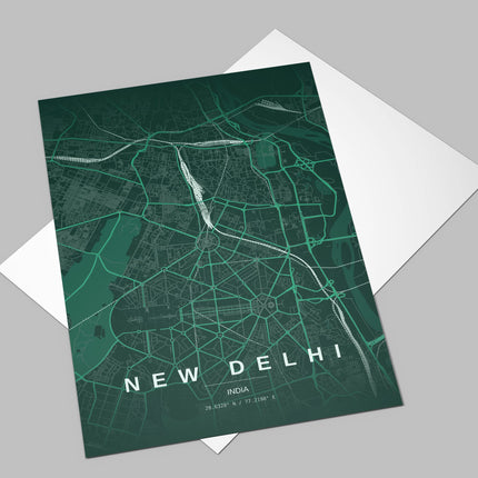 Delhi Map Art Print - Alternative Angle View