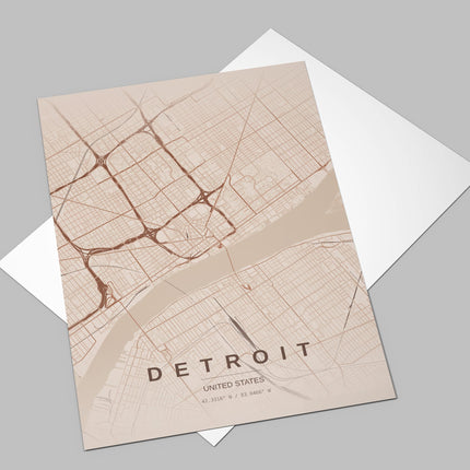 Detroit Map Art Print - Lifestyle Room Setting
