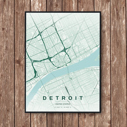 Detroit Map Art Print - Wall Print | Personalised Gift
