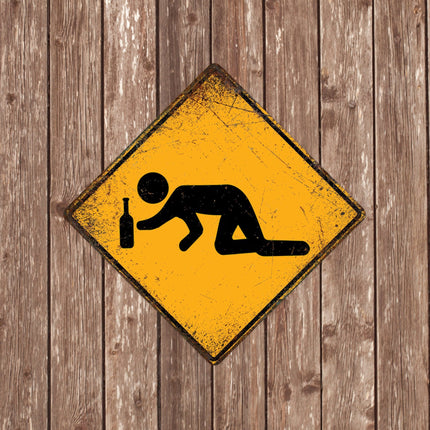 Drunk Crossing Sign - Close Up Detail View