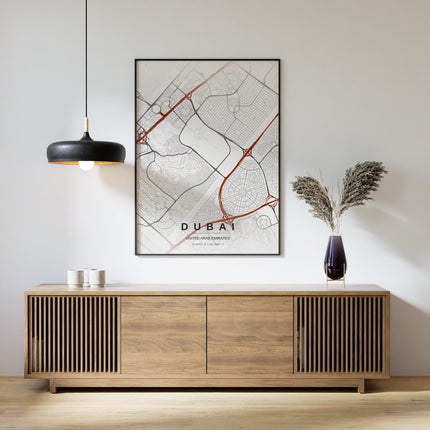 Dubai Map Art Print - Alternative Angle View