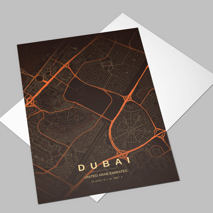 Dubai Map Art Print - Lifestyle Room Setting