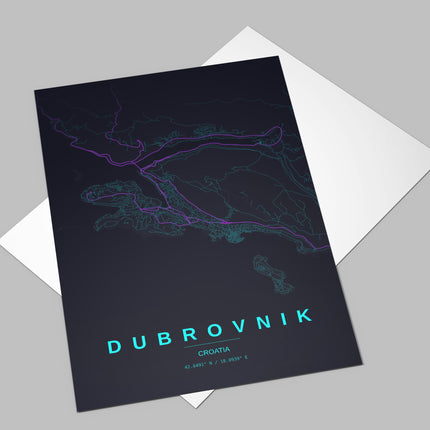 Dubrovnik Map Art Print - Alternative Angle View