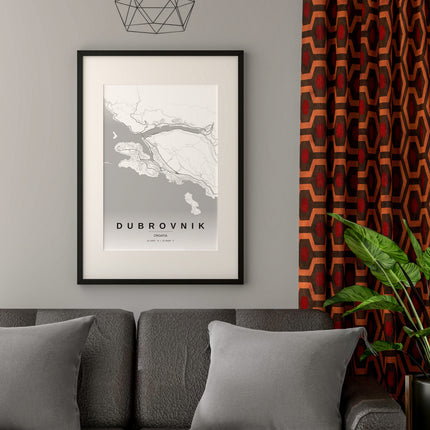 Dubrovnik Map Art Print - Close Up Detail View