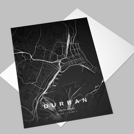 Durban Map Art Print - Alternative Angle View