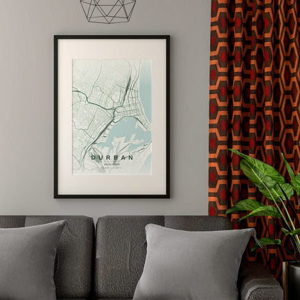 Durban Map Art Print - Alternative Angle View