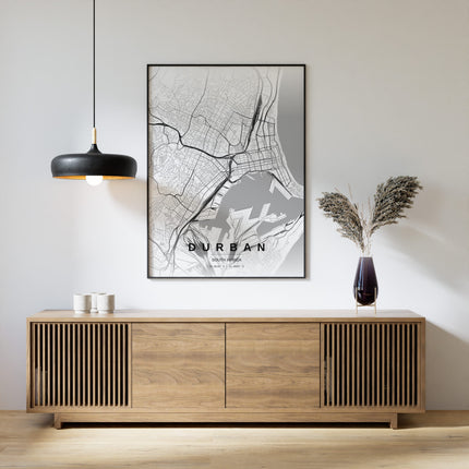 Durban Map Art Print - Close Up Detail View