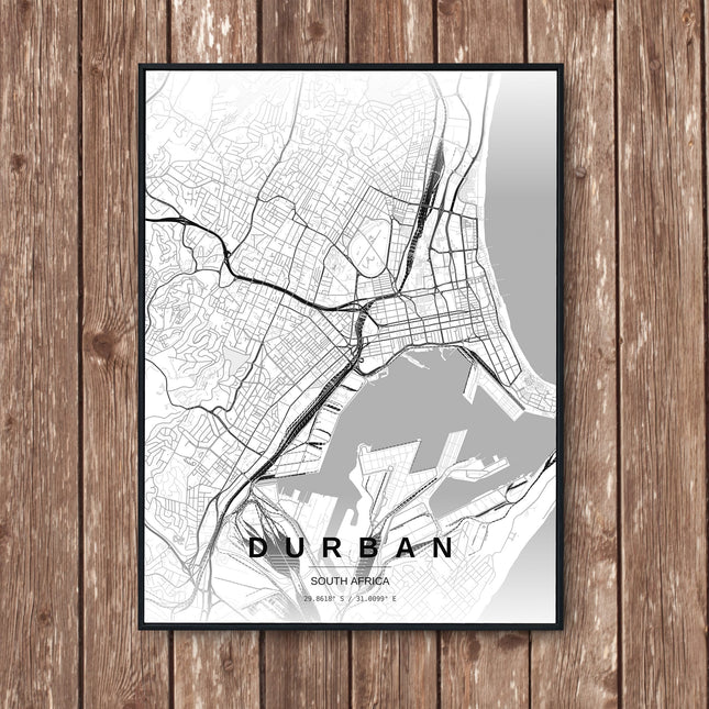 Durban Map Art Print - Wall Print | Personalised Gift