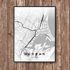 Durban Map Art Print - Wall Print | Personalised Gift