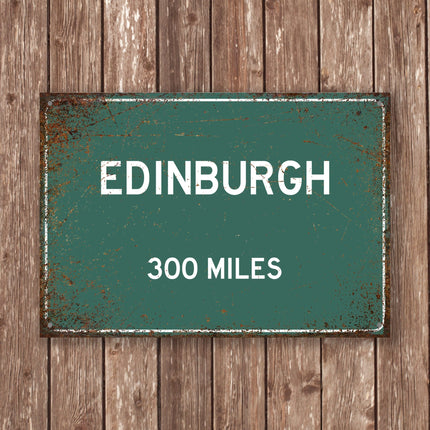 Edinburgh Distance Sign - Close Up Detail View