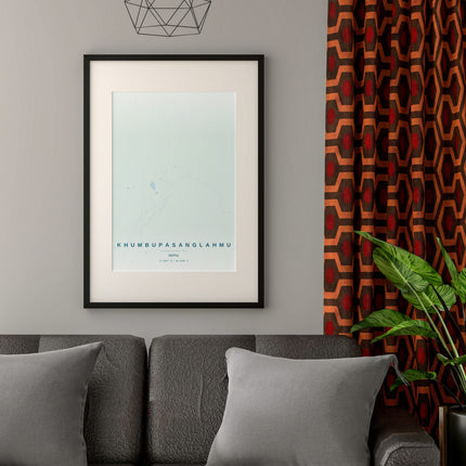 Everest Base Camp Map Art Print - Alternative Angle View