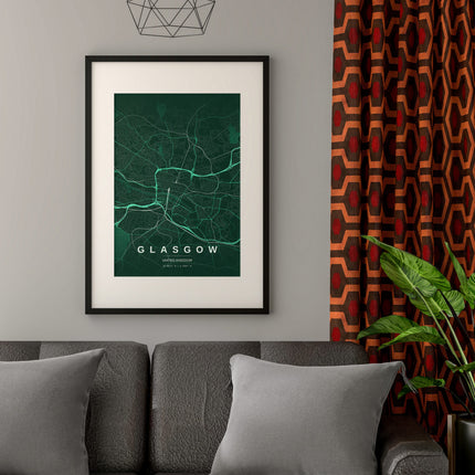 Glasgow Map Art Print - Alternative Angle View