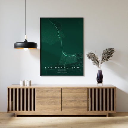 Golden Gate Bridge Map Art Print - Lifestyle Room Setting