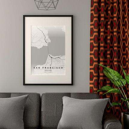 Golden Gate Bridge Map Art Print - Close Up Detail View