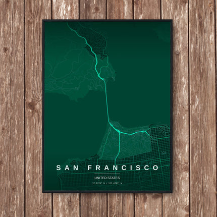 Golden Gate Bridge Map Art Print - Wall Print | Personalised Gift