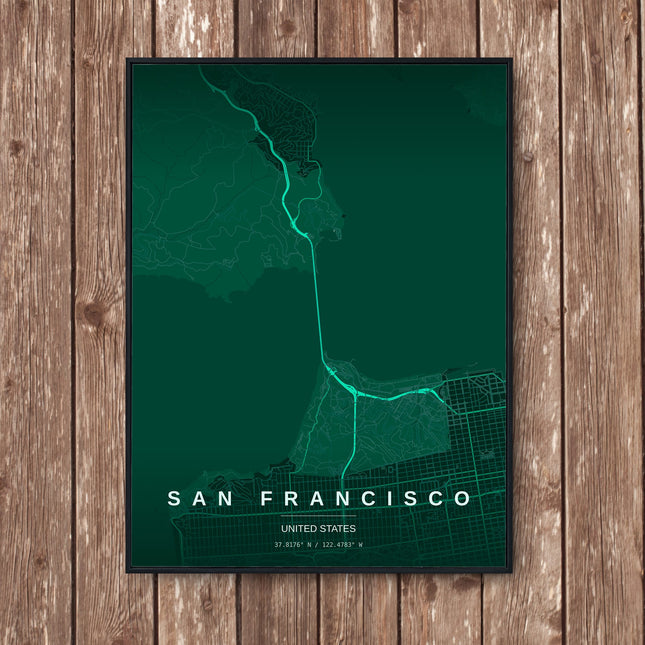 Golden Gate Bridge Map Art Print - Wall Print | Personalised Gift