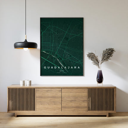 Guadalajara Map Art Print - Close Up Detail View