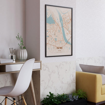 Hanoi Map Art Print - Alternative Angle View