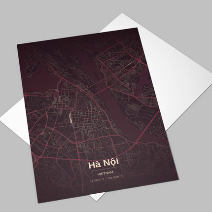 Hanoi Map Art Print - Alternative Angle View