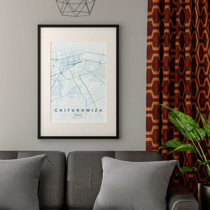 Harare Map Art Print - Alternative Angle View