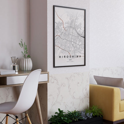 Hiroshima Map Art Print - Lifestyle Room Setting