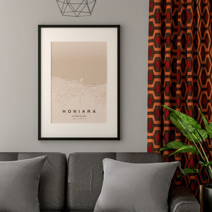 Honiara Map Art Print - Lifestyle Room Setting