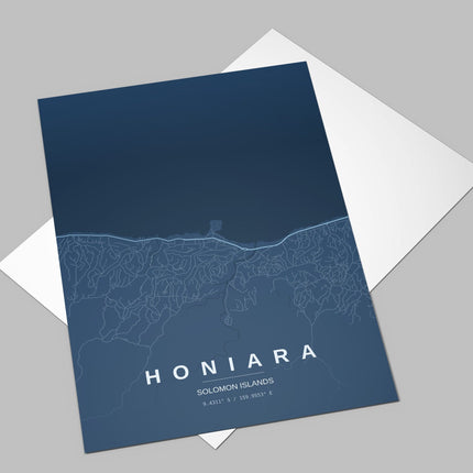 Honiara Map Art Print - Close Up Detail View