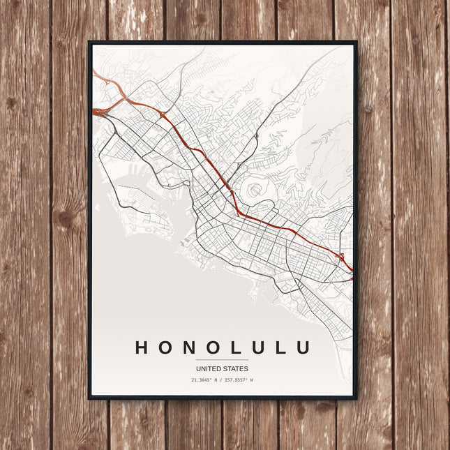 Honolulu Map Art Print - Wall Print | Personalised Gift