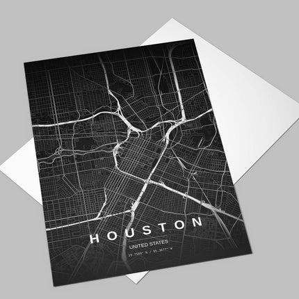 Houston Map Art Print - Alternative Angle View
