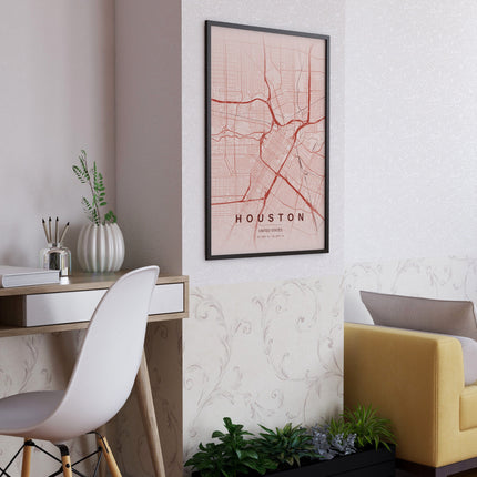 Houston Map Art Print - Lifestyle Room Setting