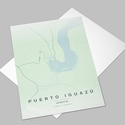 Iguazu Falls Map Art Print - Alternative Angle View