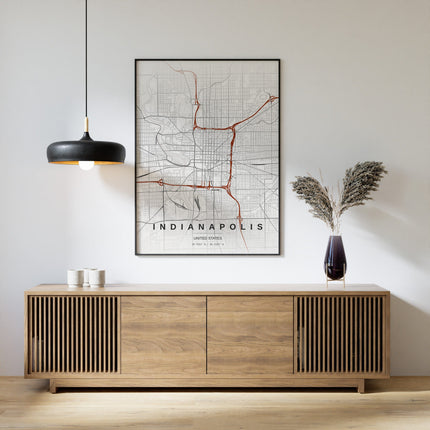 Indianapolis Map Art Print - Lifestyle Room Setting