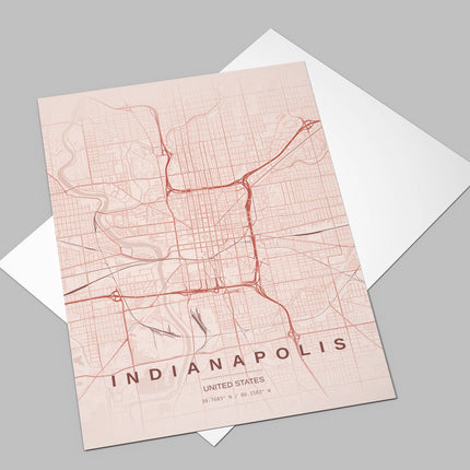 Indianapolis Map Art Print - Close Up Detail View