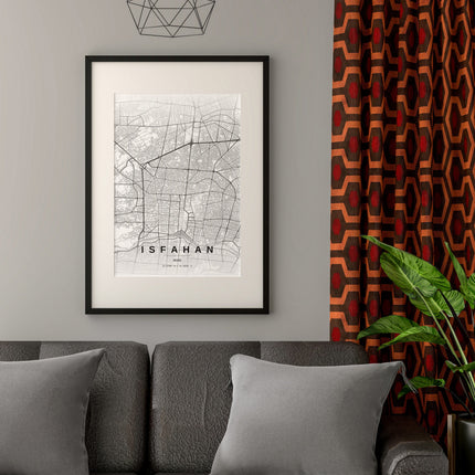 Isfahan Map Art Print - Lifestyle Room Setting
