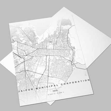 Jaipur Map Art Print - Close Up Detail View