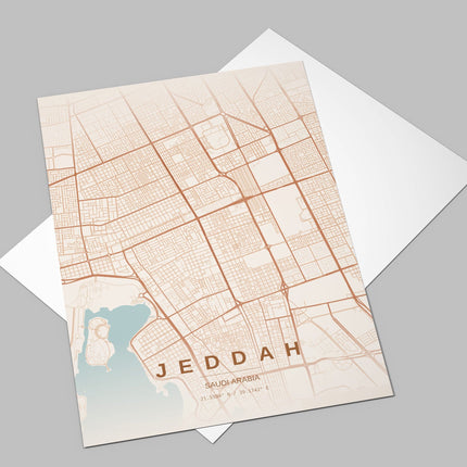 Jeddah Map Art Print - Alternative Angle View