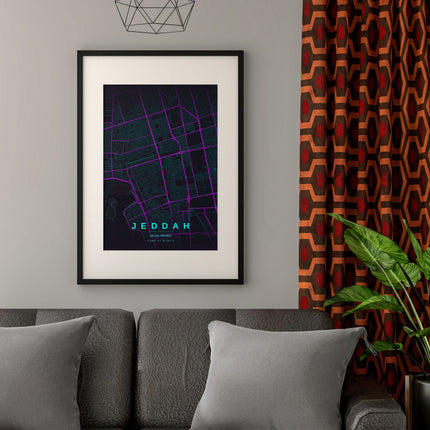 Jeddah Map Art Print - Alternative Angle View