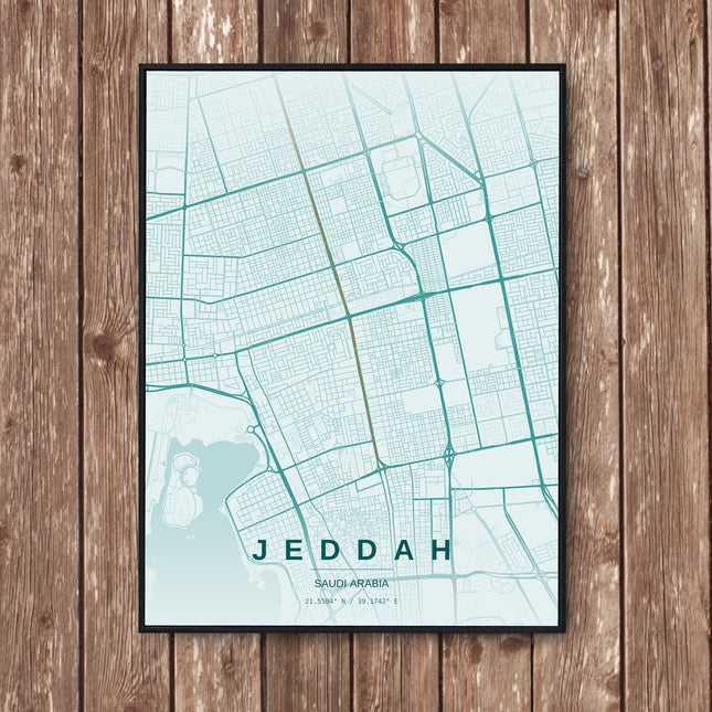 Jeddah Map Art Print - Wall Print | Personalised Gift