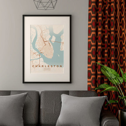 Jerusalem Map Art Print - Close Up Detail View