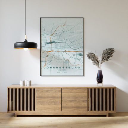 Johannesburg Map Art Print - Lifestyle Room Setting